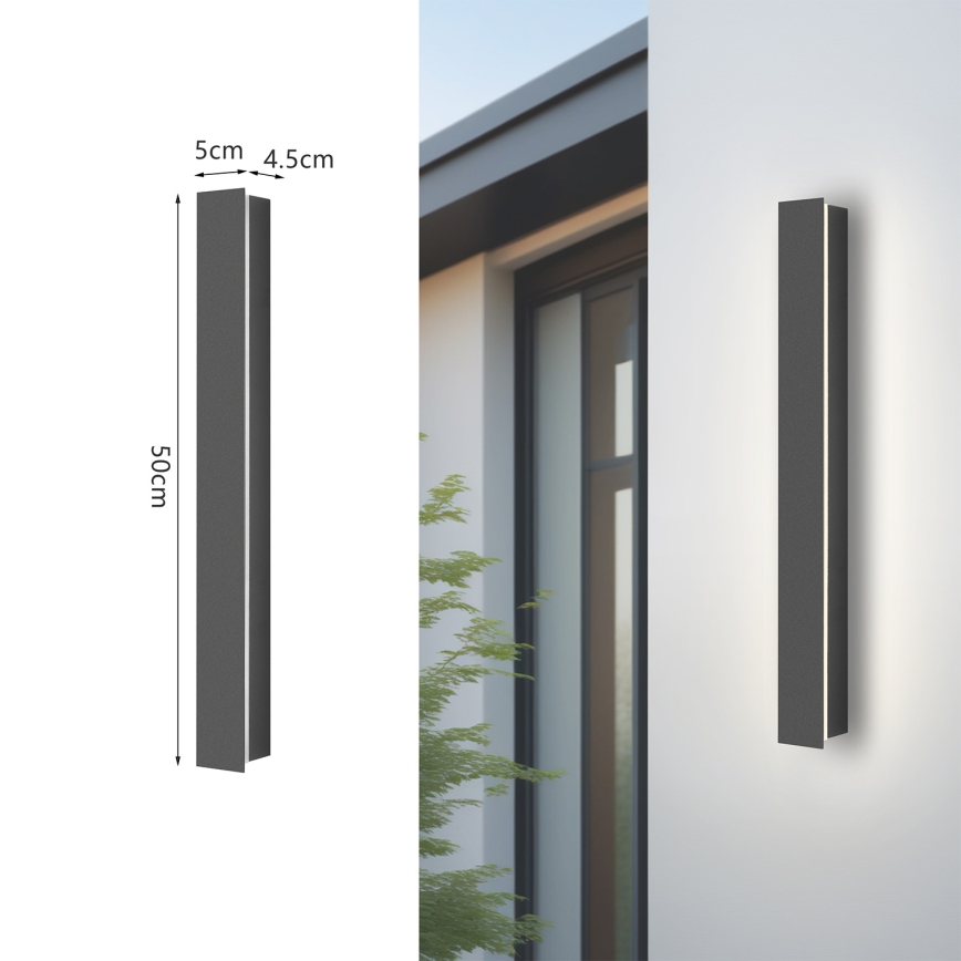 Brilagi - Aplica de perete pentru exterior LINEAR LED/12W/230V 3000K IP65 50 cm antracit CRI 90