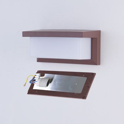 Brilagi - BRICKY Aplica de perete LED RGBW reglabilă pentru exterior, 1 x E27 / 15 W / 230 V, 2700-6500 K, IP54, maro