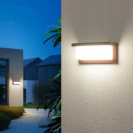 Brilagi - BRICKY Aplica de perete LED RGBW reglabilă pentru exterior, 1 x E27 / 15 W / 230 V, 2700-6500 K, IP54, maro