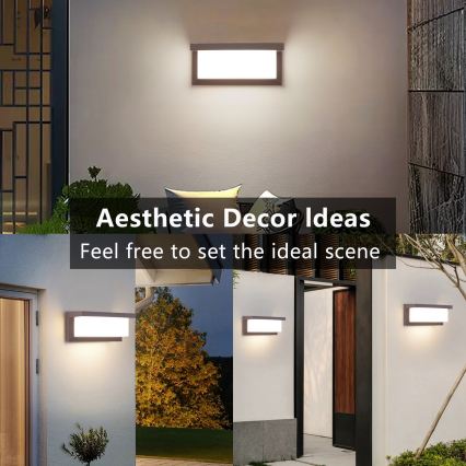 Brilagi - BRICKY Aplica de perete LED RGBW reglabilă pentru exterior, 1 x E27 / 15 W / 230 V, 2700-6500 K, IP54, maro