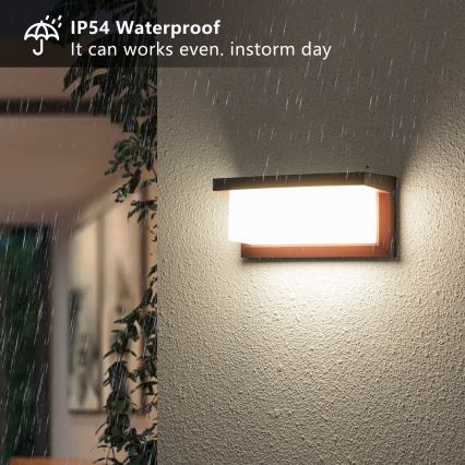 Brilagi - BRICKY Aplica de perete LED RGBW reglabilă pentru exterior, 1 x E27 / 15 W / 230 V, 2700-6500 K, IP54, maro