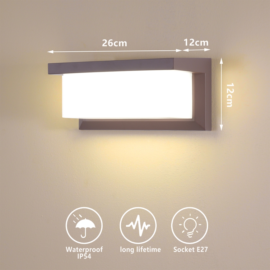 Brilagi - BRICKY Aplica de perete LED RGBW reglabilă pentru exterior, 1 x E27 / 15 W / 230 V, 2700-6500 K, IP54, maro