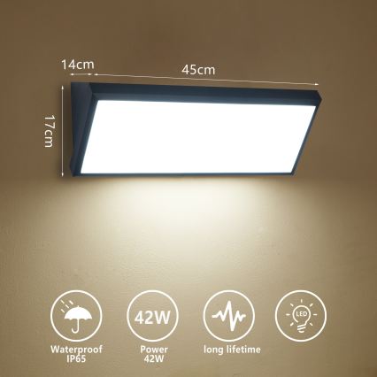 Brilagi - Aplică LED de perete pentru exterior TRIANGLE LED/42W/230V 45 cm neagră IP65