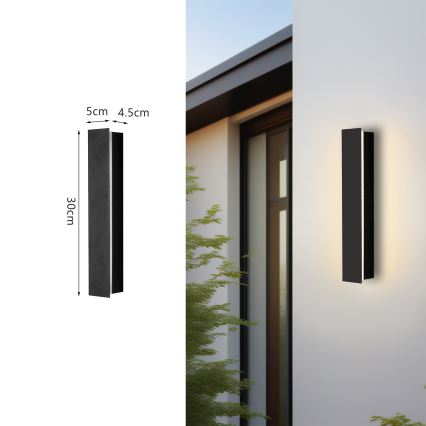 Brilagi - Aplică LED de exterior LINEAR, 8 W, 230 V, 4000 K, IP65, 30 cm, negru, CRI 90