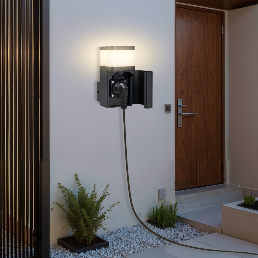 Brilagi - Aplică de exterior cu priză SCHUKO PILLAR 1xG9/11W/230V IP44 antracit