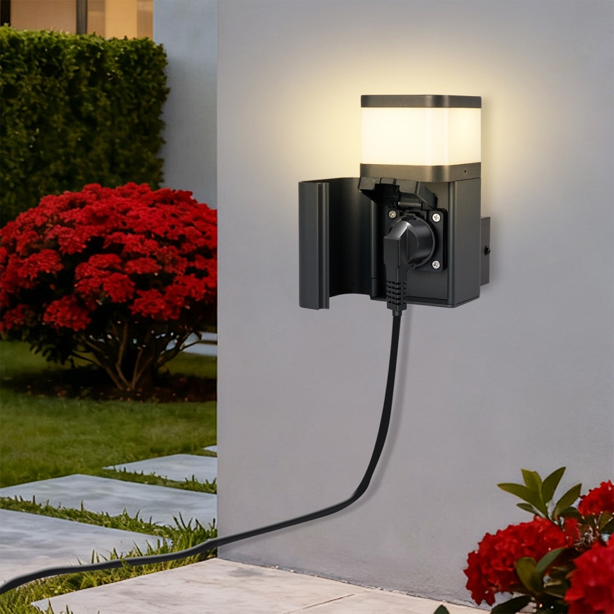 Brilagi - Aplică de exterior cu priză SCHUKO PILLAR 1xG9/11W/230V IP44 antracit