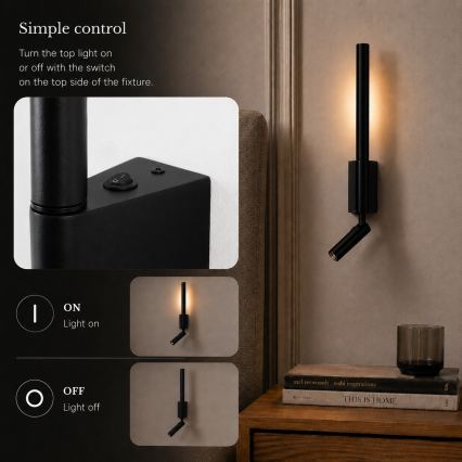 BRILAGI - Aplica de perete cu spot LED VIXON, LED/3W/230V + LED/5W, negru, CRI 90
