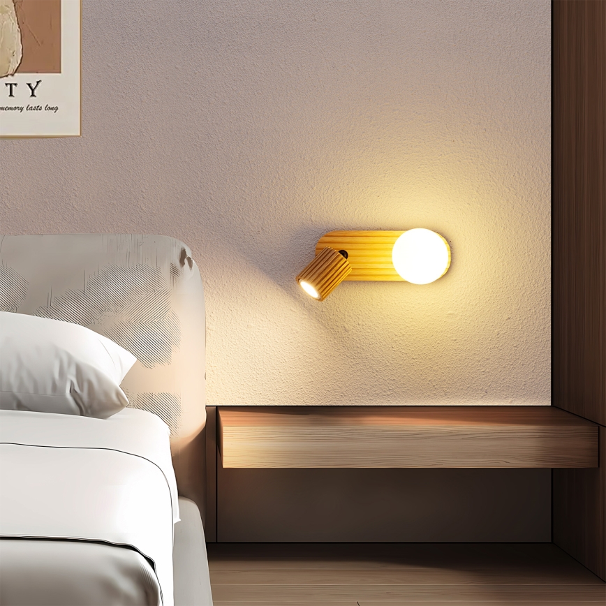 Brilagi - Aplică spot de perete MODERN WOOD, 1xG9/5W/230V + 1xGU10/8W, lemn