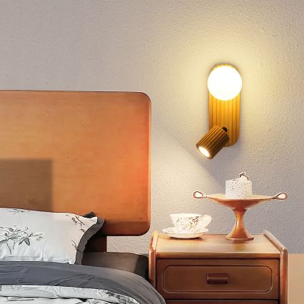 Brilagi - Aplică spot de perete MODERN WOOD, 1xG9/5W/230V + 1xGU10/8W, lemn