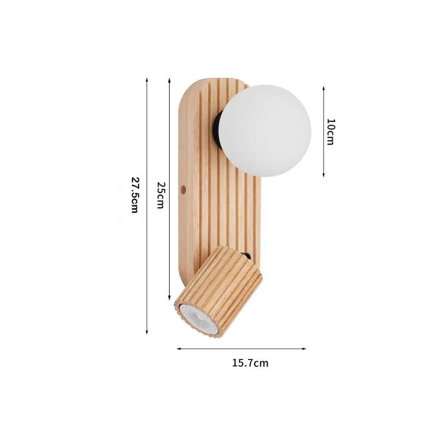 Brilagi - Aplică spot de perete MODERN WOOD, 1xG9/5W/230V + 1xGU10/8W, lemn