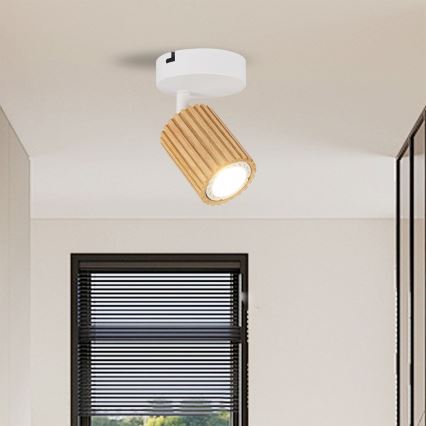 Brilagi - Aplică de perete cu spot MODERN WOOD 1xGU10/8W/230V lemn/alb