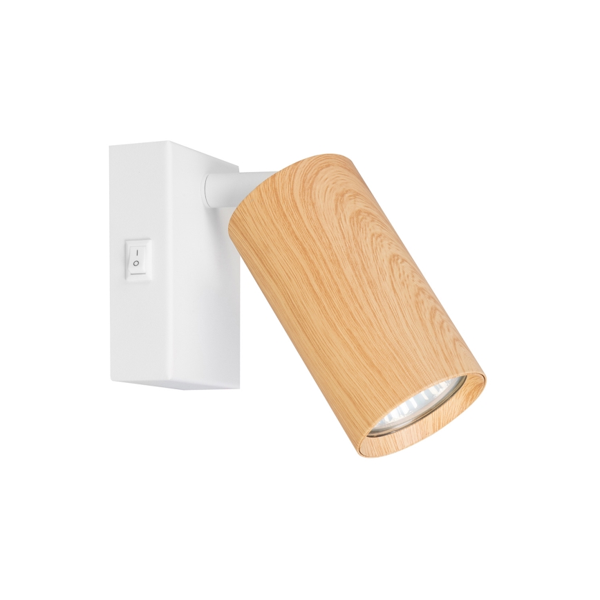 Brilagi - Aplică spot de perete cu întrerupător SELE 1xGU10/30W/230V alb/decor stejar