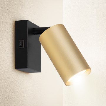 Brilagi - Aplică de perete cu spot și întrerupător SELE 1xGU10/30W/230V neagră/aurie