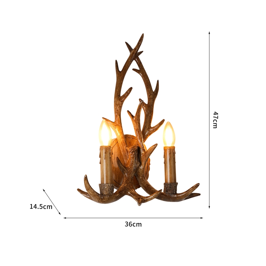 Brilagi - Aplica de perete DEER, 2xE14/10W/230V, cu coarne