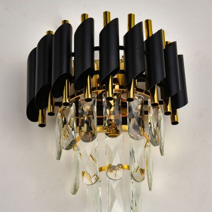 Brilagi - Aplică de perete ECLIPSE 2xE14/10W/230V negru/auriu