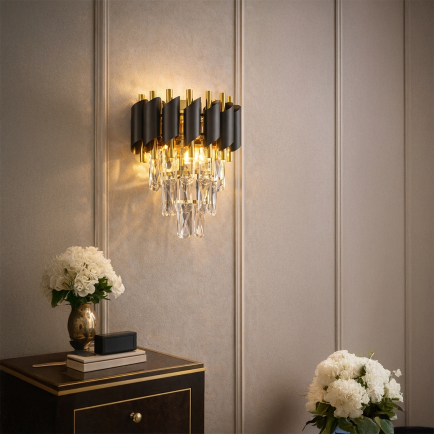 Brilagi - Aplică de perete ECLIPSE 2xE14/10W/230V negru/auriu