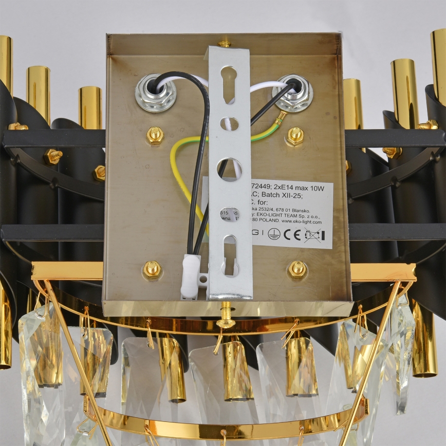 Brilagi - Aplică de perete ECLIPSE 2xE14/10W/230V negru/auriu