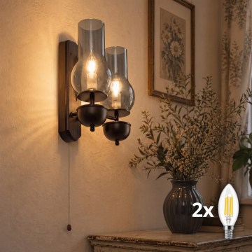 BRILAGI - Aplică de perete LED COTTAGE 2xE14/40W/230V fag/gri fumuriu