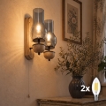 BRILAGI - Aplică de perete LED COTTAGE 2xE14/40W/230V stejar/gri fumuriu