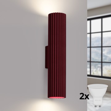 Brilagi - Aplică de perete LED CRESTO 2xGU10/10W/230V 30 cm bordo