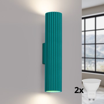 Brilagi - Aplica de perete LED CRESTO 2xGU10/10W/230V 30 cm turcoaz