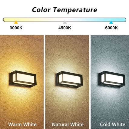 Brilagi - Aplică LED de exterior PARKER LED/12W/230V 3000/4500/6000K negru IP44