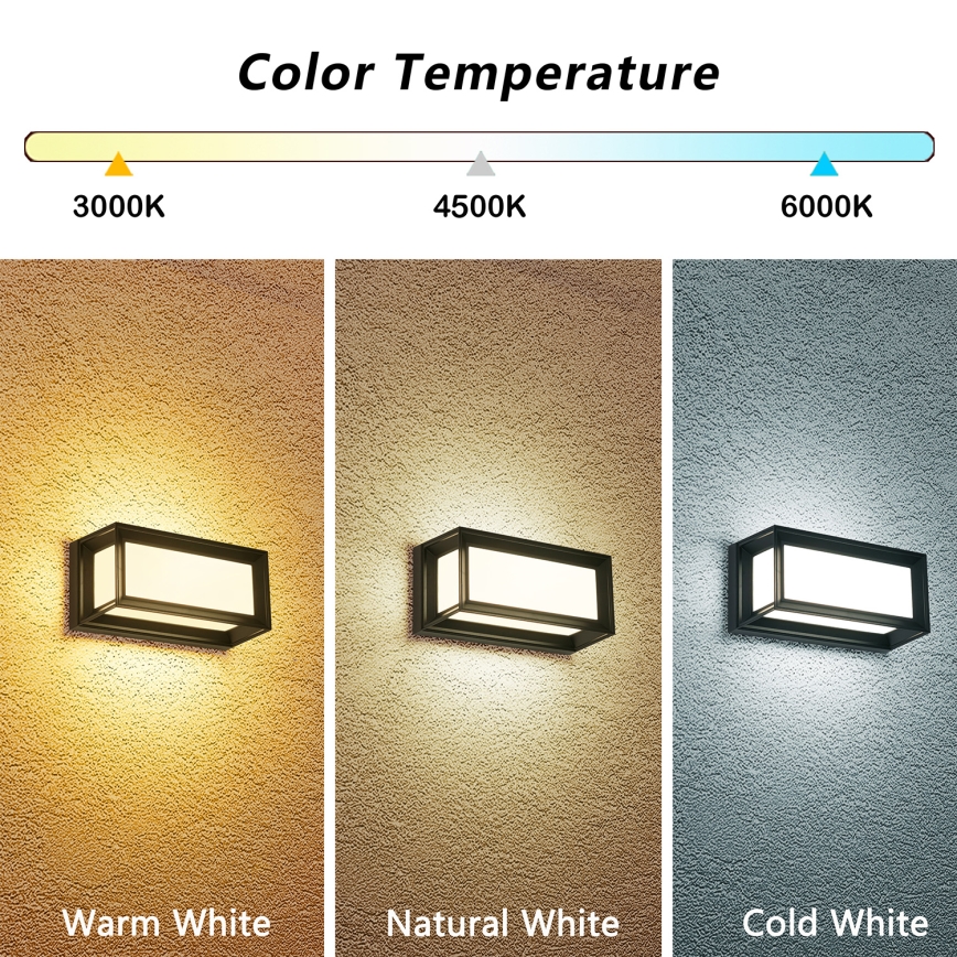 Brilagi - Aplică LED de exterior PARKER LED/12W/230V 3000/4500/6000K negru IP44