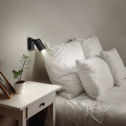 Brilagi - Aplica de perete tip spot LED RGBW dimabilă SELE 1x GU10/4,8W/230V 3000K negru + telecomandă