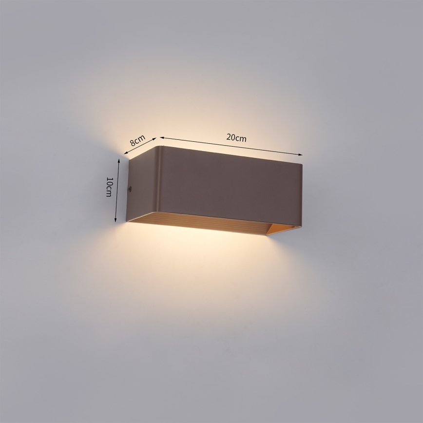 Brilagi - Aplică de perete LED DONNANI, 7W, 230V, 20 cm, maro, IP44