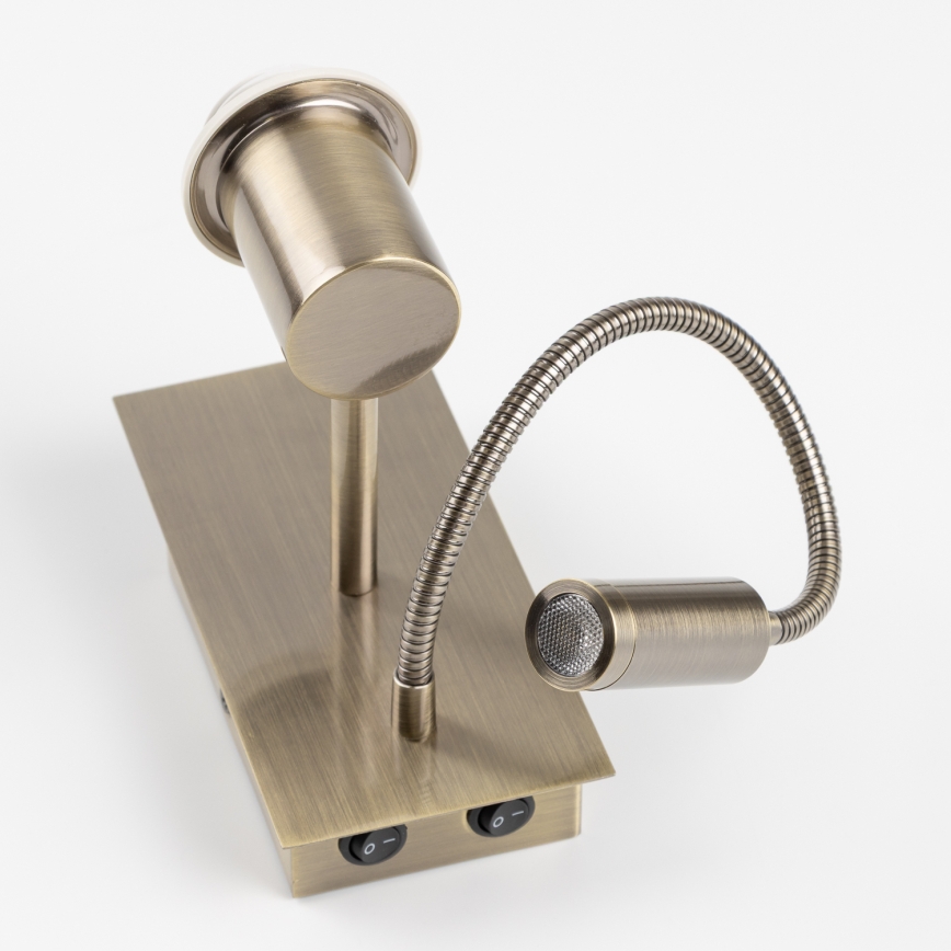 Brilagi - Lampă LED de perete flexibilă NUBILA 1xE27/25W/230V + LED/3W alamă/portocaliu