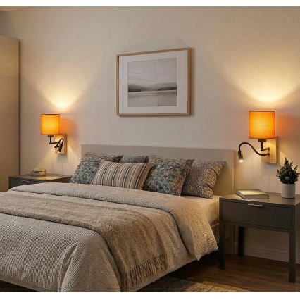 Brilagi - Lampă LED de perete flexibilă NUBILA WOOD 1xE27/25W/230V + LED/3W stejar/negru/gri deschis