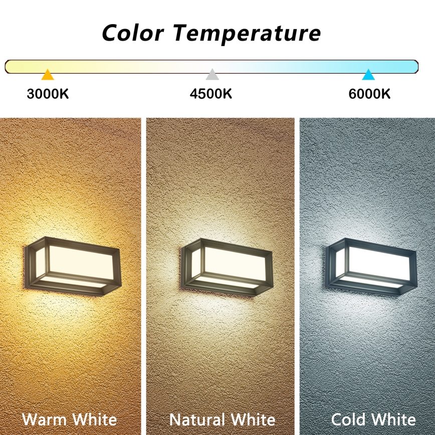 Brilagi - Aplică LED de exterior PARKER LED/12W/230V 3000/4500/6000K antracit IP44