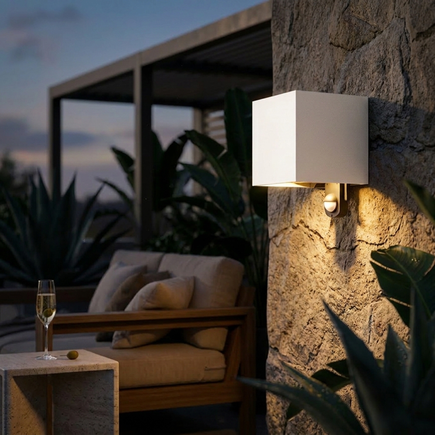 Brilagi - Aplică de perete LED pentru exterior cu senzor CUBE LED/6W/230V gri IP65