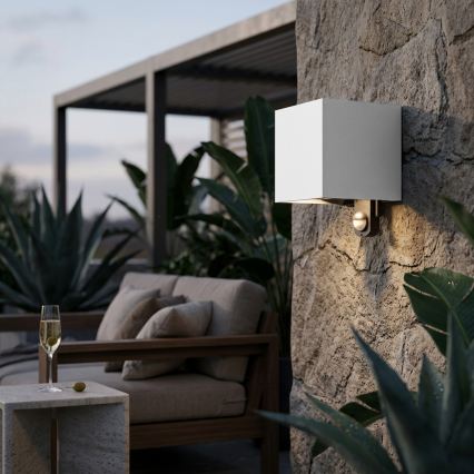 Brilagi - Aplică de perete LED pentru exterior cu senzor CUBE LED/6W/230V gri IP65