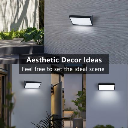 Brilagi TRIANGLE - Aplică LED de perete pentru exterior cu senzor, 20W, 230V, negru, IP65
