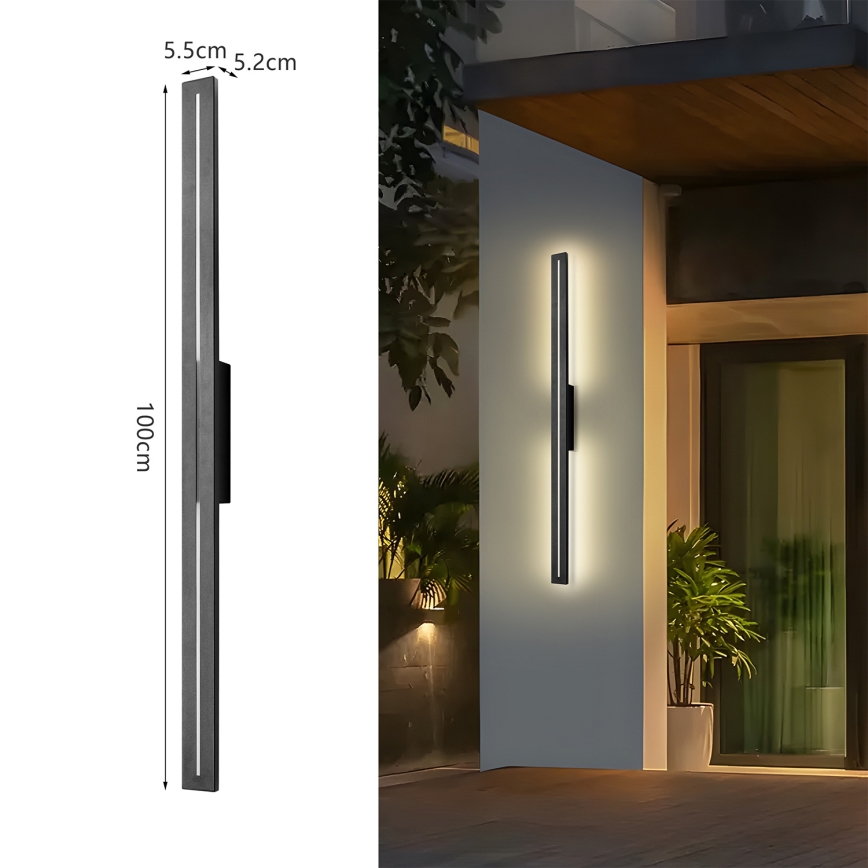 Brilagi - Aplică LED de perete pentru exterior LINEO, 24W, 230V, 4000K, IP65, 100 cm, negru, CRI 90