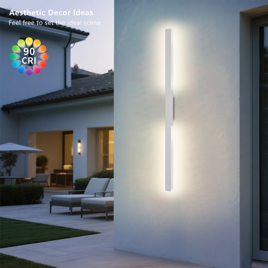 Brilagi - Aplica LED de exterior LUNA, 24W, 230V, 3000K, IP65, 100 cm, alb, CRI 90