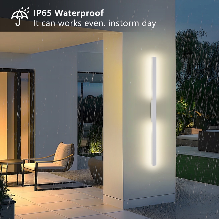 Brilagi - Aplica LED de exterior LUNA, 24W, 230V, 3000K, IP65, 100 cm, alb, CRI 90