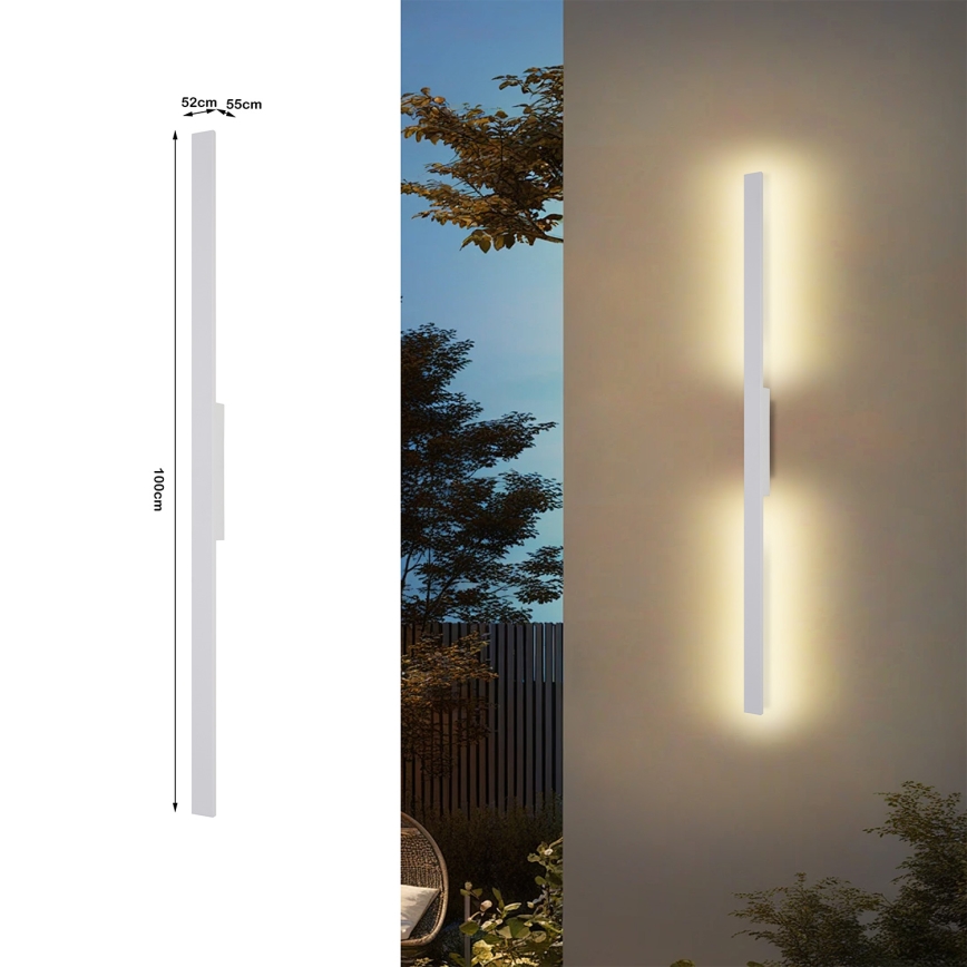 Brilagi - Aplica LED de exterior LUNA, 24W, 230V, 3000K, IP65, 100 cm, alb, CRI 90