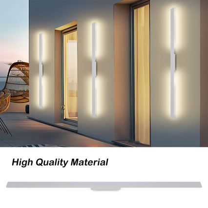 Brilagi - LUNA Aplica LED de exterior, 30W, 230V, 3000K, IP65, 150 cm, alb, CRI 90