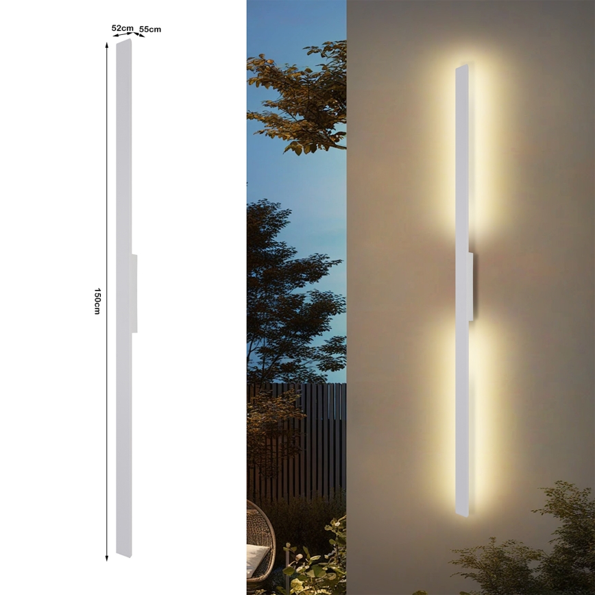 Brilagi - LUNA Aplica LED de exterior, 30W, 230V, 3000K, IP65, 150 cm, alb, CRI 90