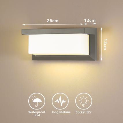 Brilagi - Lampă de perete LED RGBW dimerizabilă pentru exterior BRICKY 1xE27/9W/230V 2700-6500K IP54 gri