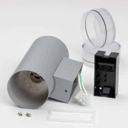 Brilagi - Aplică de perete LED RGBW reglabilă pentru exterior MATERA, 2x GU10, 4,8W, 230V, 3000K, IP54, gri + telecomandă