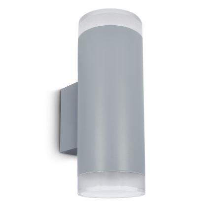 Brilagi - Aplică de perete LED RGBW reglabilă pentru exterior MATERA, 2x GU10, 4,8W, 230V, 3000K, IP54, gri + telecomandă