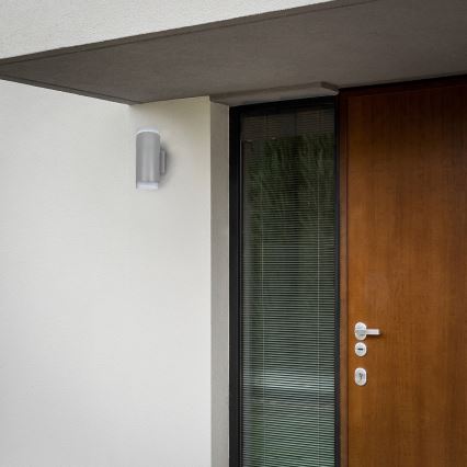 Brilagi - Aplică de perete LED RGBW reglabilă pentru exterior MATERA, 2x GU10, 4,8W, 230V, 3000K, IP54, gri + telecomandă