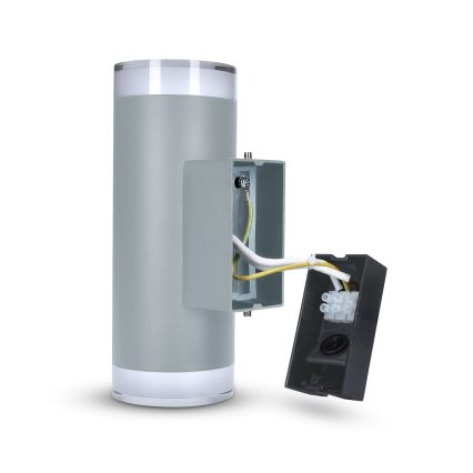 Brilagi - Aplică de perete LED RGBW reglabilă pentru exterior MATERA, 2x GU10, 4,8W, 230V, 3000K, IP54, gri + telecomandă