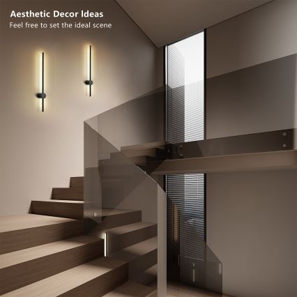 Brilagi - Aplică LED de exterior AURA LED/12W/230V 4000K IP54 65 cm neagră CRI 90