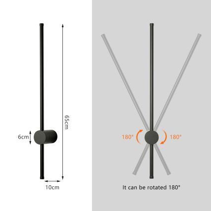 Brilagi - Aplică LED de exterior AURA LED/12W/230V 4000K IP54 65 cm neagră CRI 90
