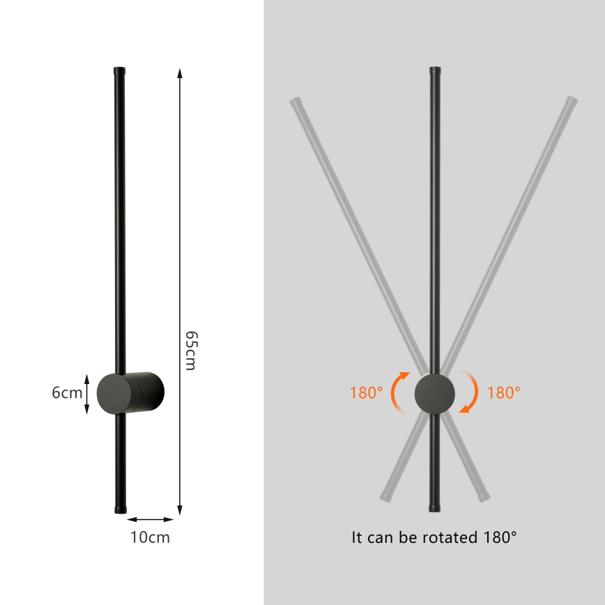 Brilagi - Aplică LED de exterior AURA LED/12W/230V 4000K IP54 65 cm neagră CRI 90