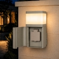 BRILAGI - Aplică de perete pentru exterior cu priză SCHUKO PILLAR 1xG9/11W/230V IP44 gri